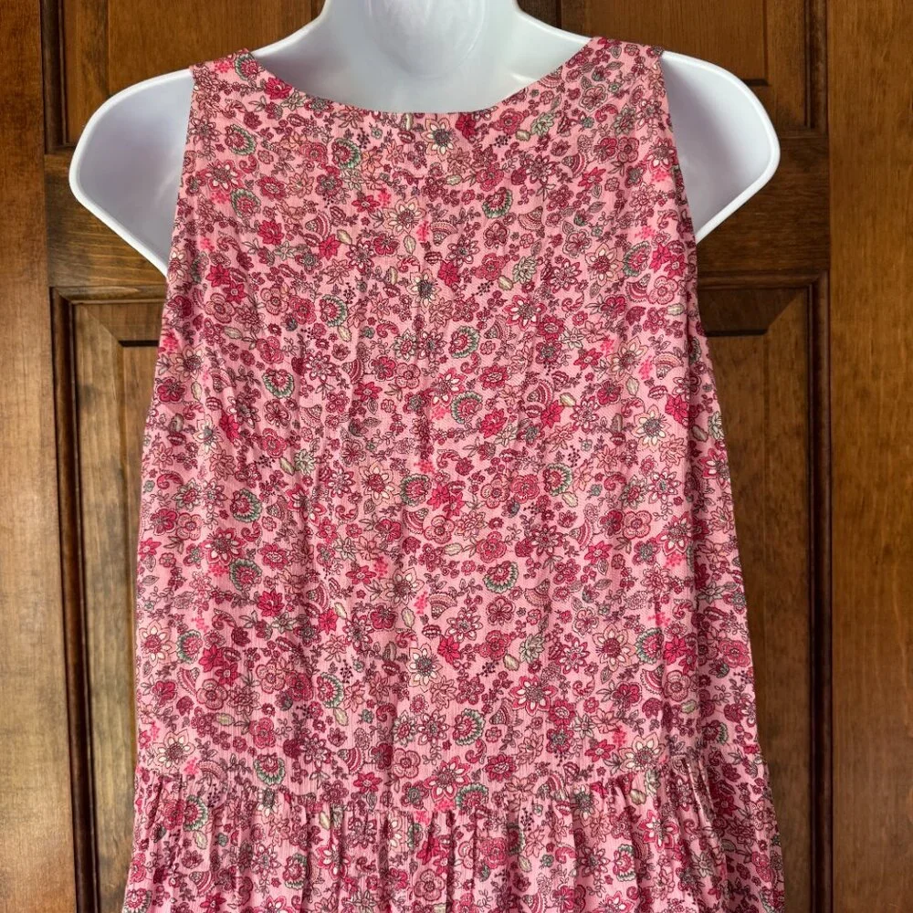 NWT J. Jill Pink w/Scattered Multicolor Flowers Sleeveless V-Neck Maxi Dress XL - Picture 9 of 12